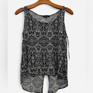Ambiance Black and White Asymmetrical Tank Top